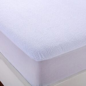 Terry Mattress Protector – Soft Cotton Terry, Waterproof, Breathable, Hypoallergenic, Deep-Fitted Skirt, Machine Washable – Single, Double, 4FT, King & Super King